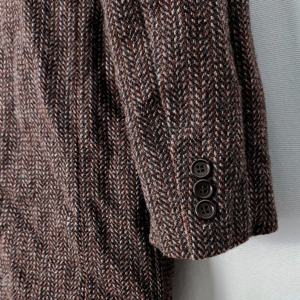Vintage 80s Peabody House Wool Tweed Blazer Jacket Womens 11/12 Rust Brown Lined